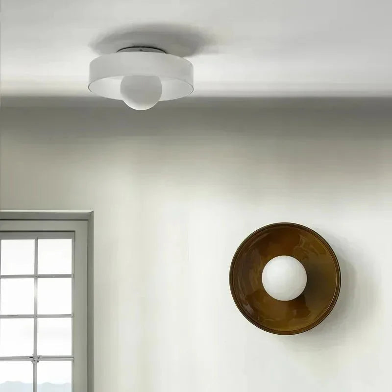 Scandinavian Glass Ceiling Lamp - Modern LED Flush Light Fixture