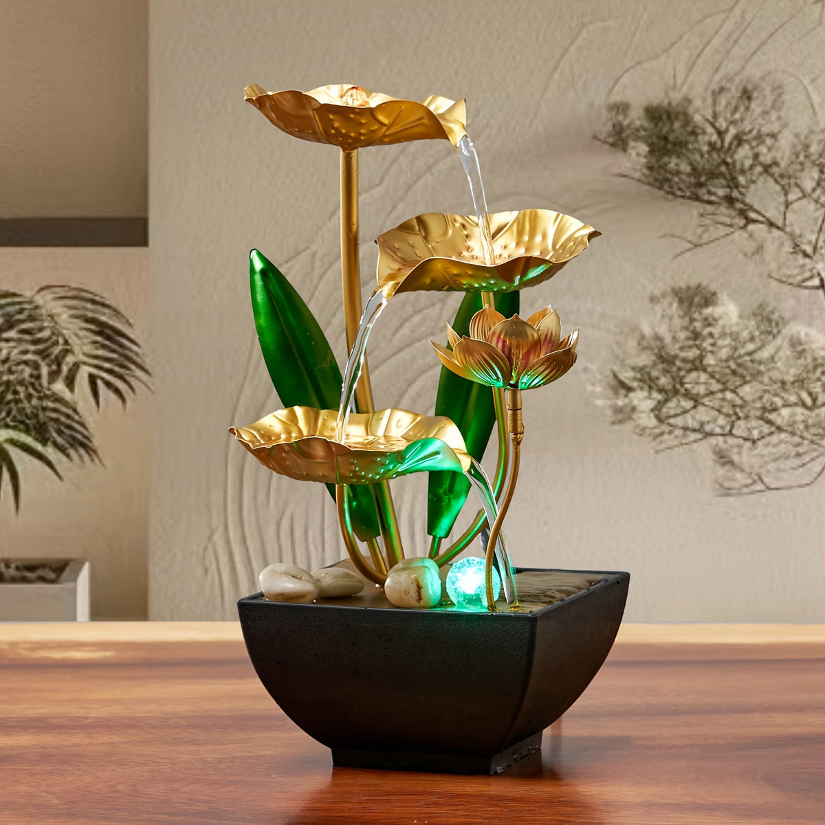 Serene Lotus - Compact Indoor Fountain with LED Lighting