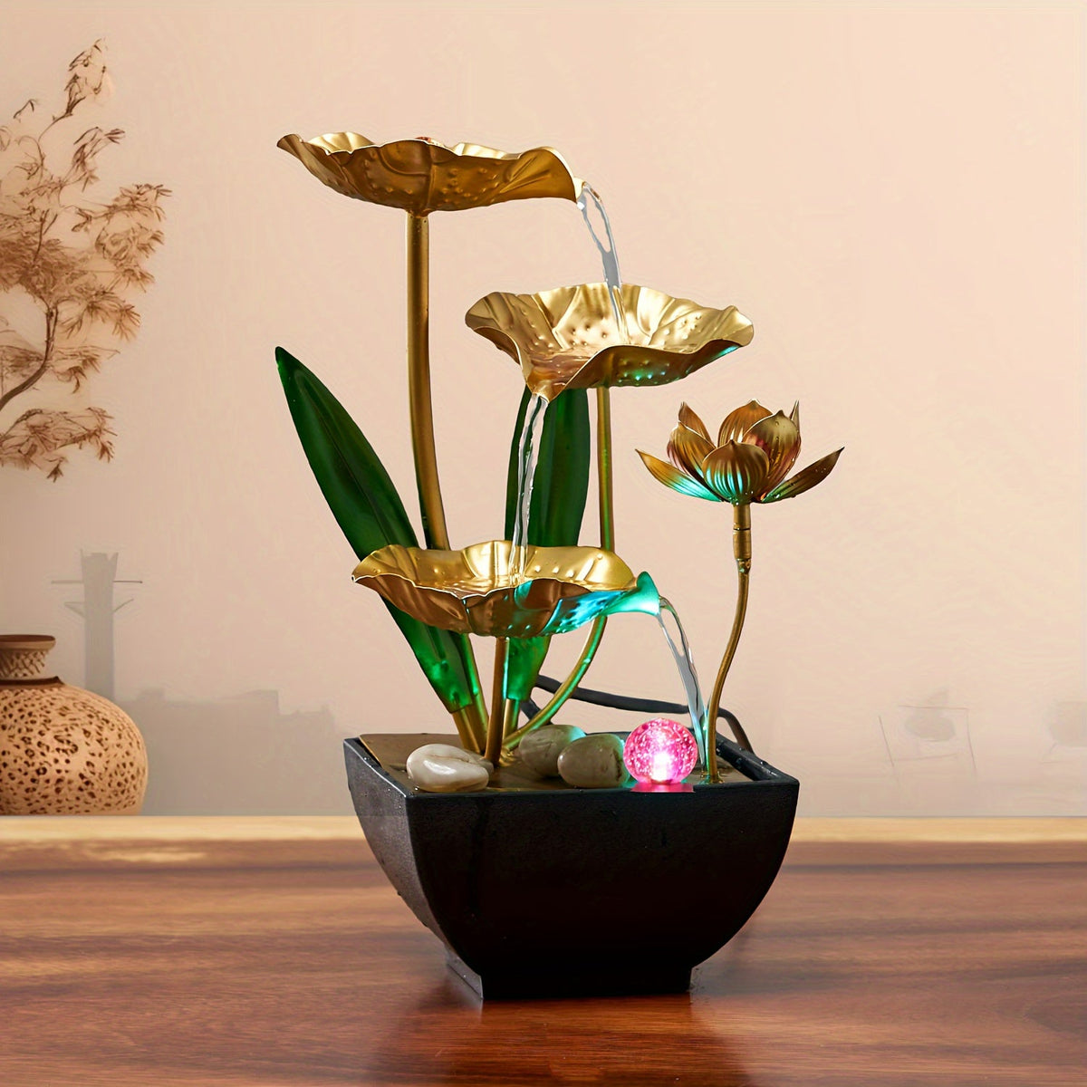 Serene Lotus - Compact Indoor Fountain with LED Lighting