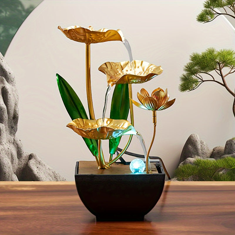 Serene Lotus - Compact Indoor Fountain with LED Lighting