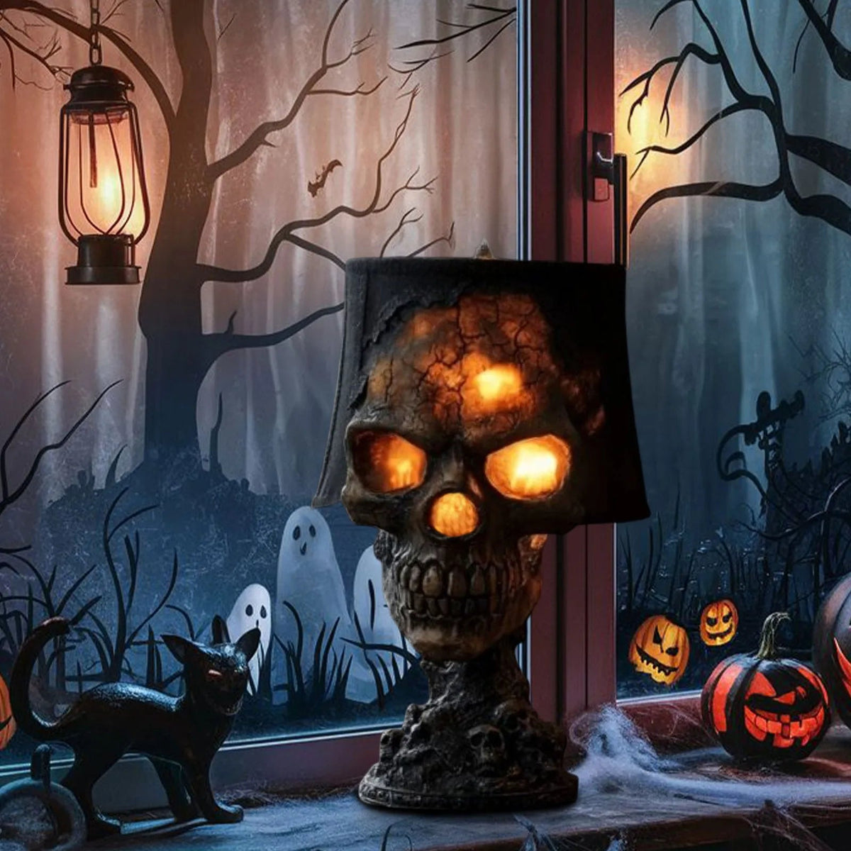 SkullFire - Gothic LED Table Lamp with Eerie Glow