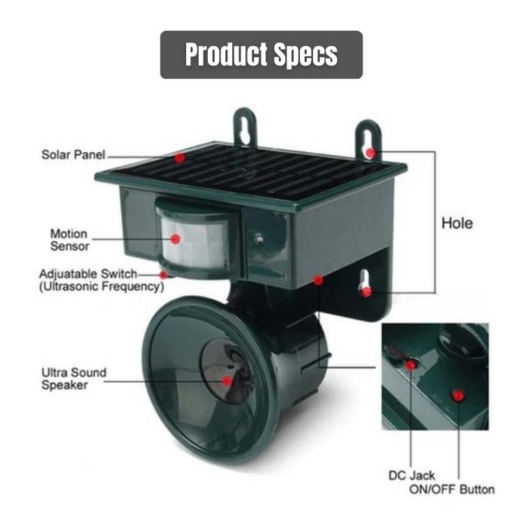 Smart Ultrasonic Bird Repeller - Solar-Powered Pigeon Deterrent