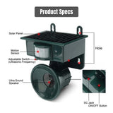Smart Ultrasonic Bird Repeller - Solar-Powered Pigeon Deterrent