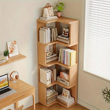 Solid Wood Tall Corner Cabinet with Slanted Shelves - Stylish Corner Storage Unit