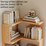 Solid Wood Tall Corner Cabinet with Slanted Shelves - Stylish Corner Storage Unit