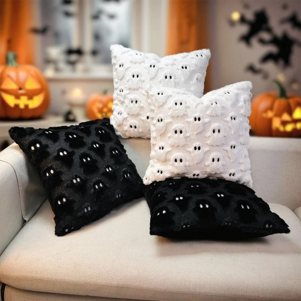 Spooky Ghost Plush Halloween Cushion Cover - 3D Design for Festive Decor