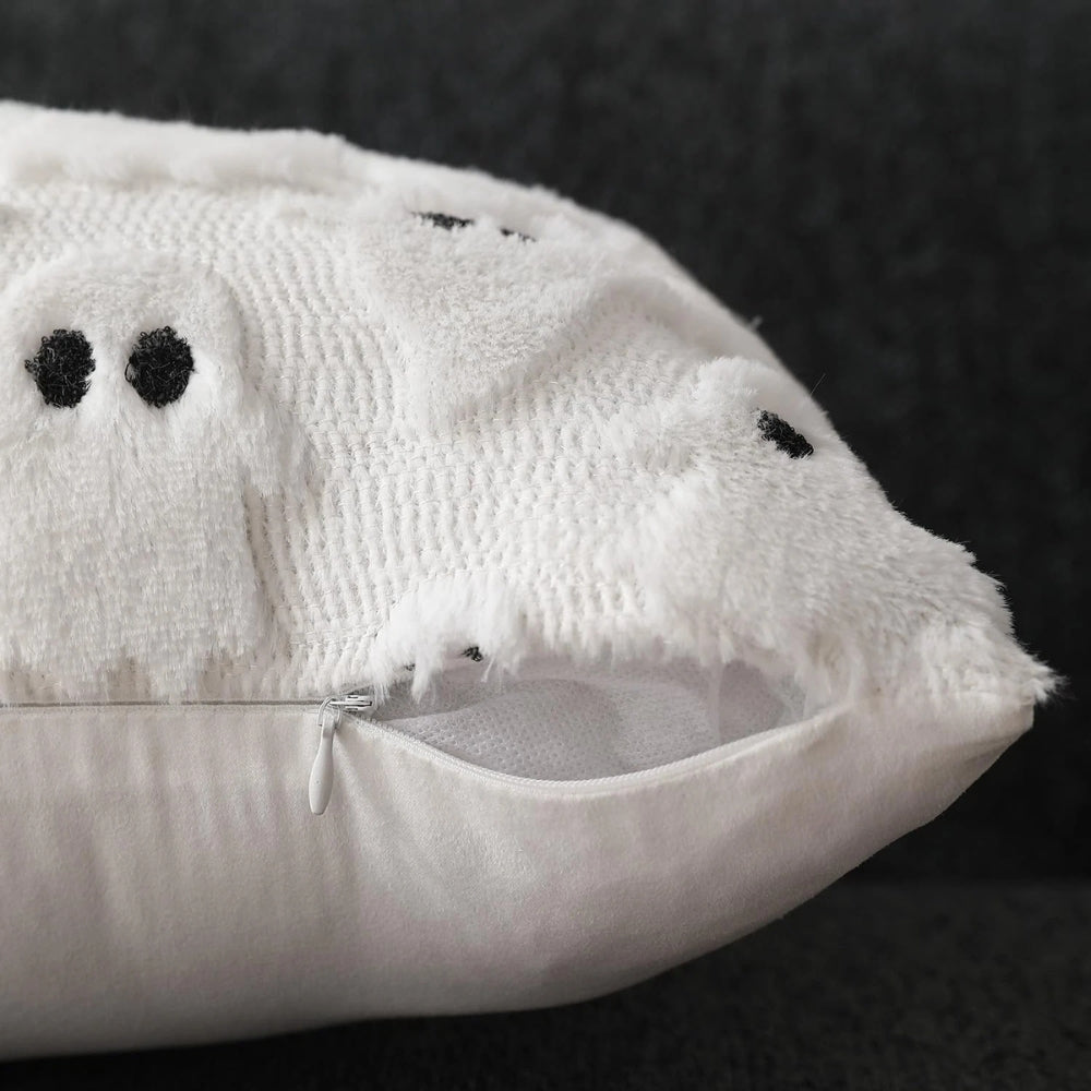 Spooky Ghost Plush Halloween Cushion Cover - 3D Design for Festive Decor