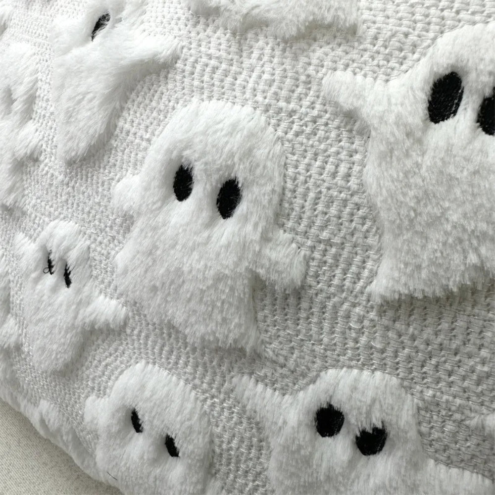 Spooky Ghost Plush Halloween Cushion Cover - 3D Design for Festive Decor