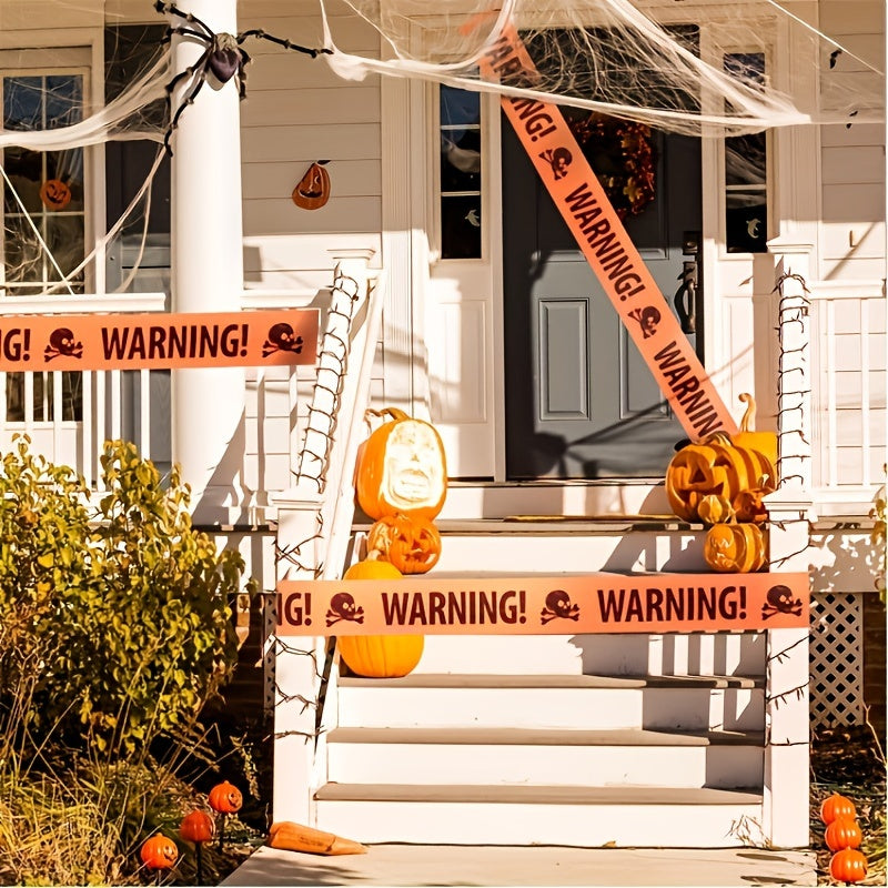 Spooky Skull Warning Tape - Halloween Decoration Banner