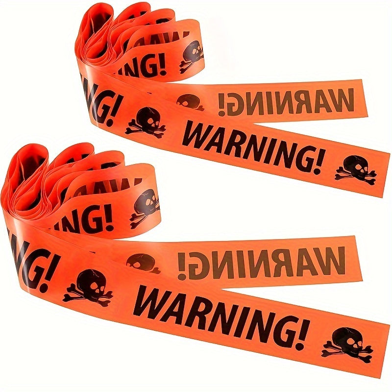 Spooky Skull Warning Tape - Halloween Decoration Banner