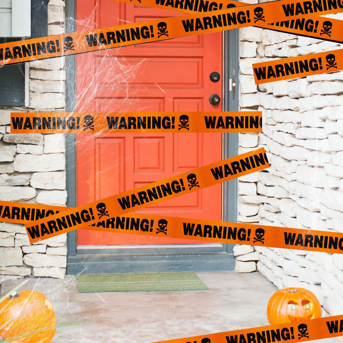 Spooky Skull Warning Tape - Halloween Decoration Banner