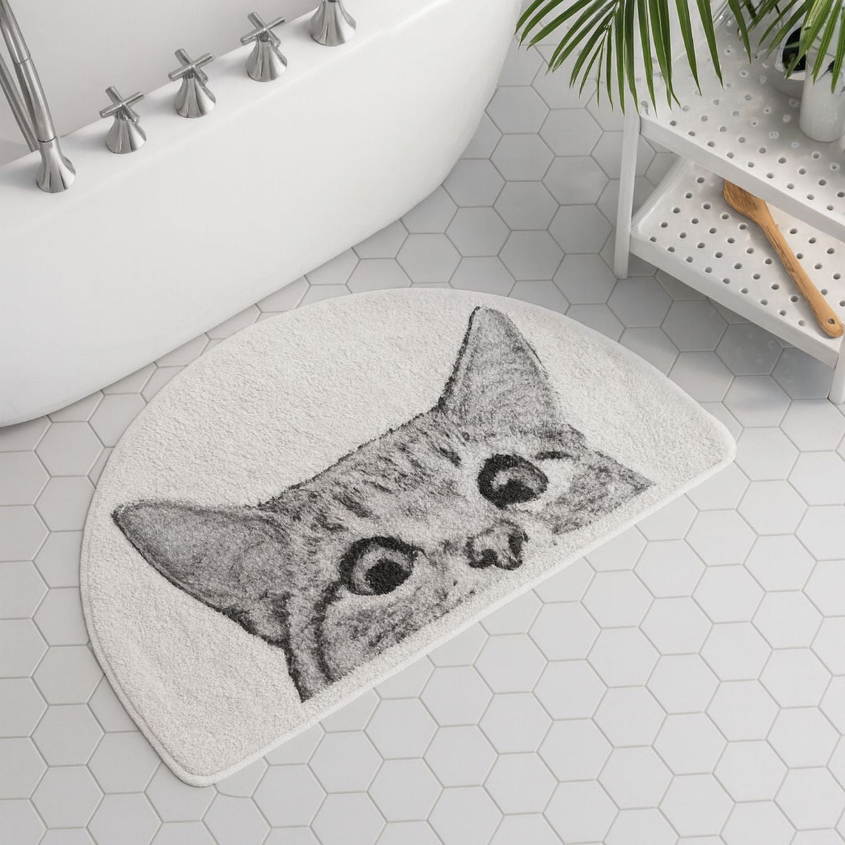 Spy Kitty - Non-Slip Bath Mat with Playful Cat Design