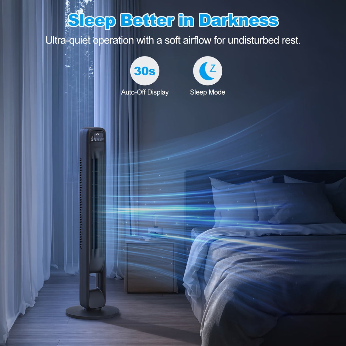 Stylish Bladeless Tower Fan with Remote, 3 Settings & Oscillation