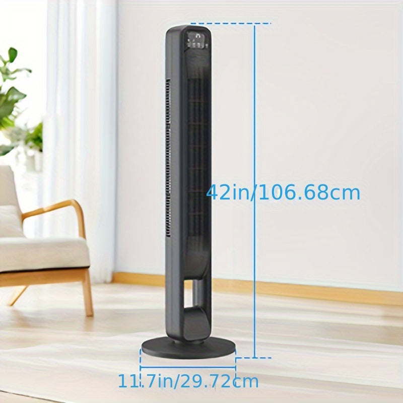 Stylish Bladeless Tower Fan with Remote, 3 Settings & Oscillation