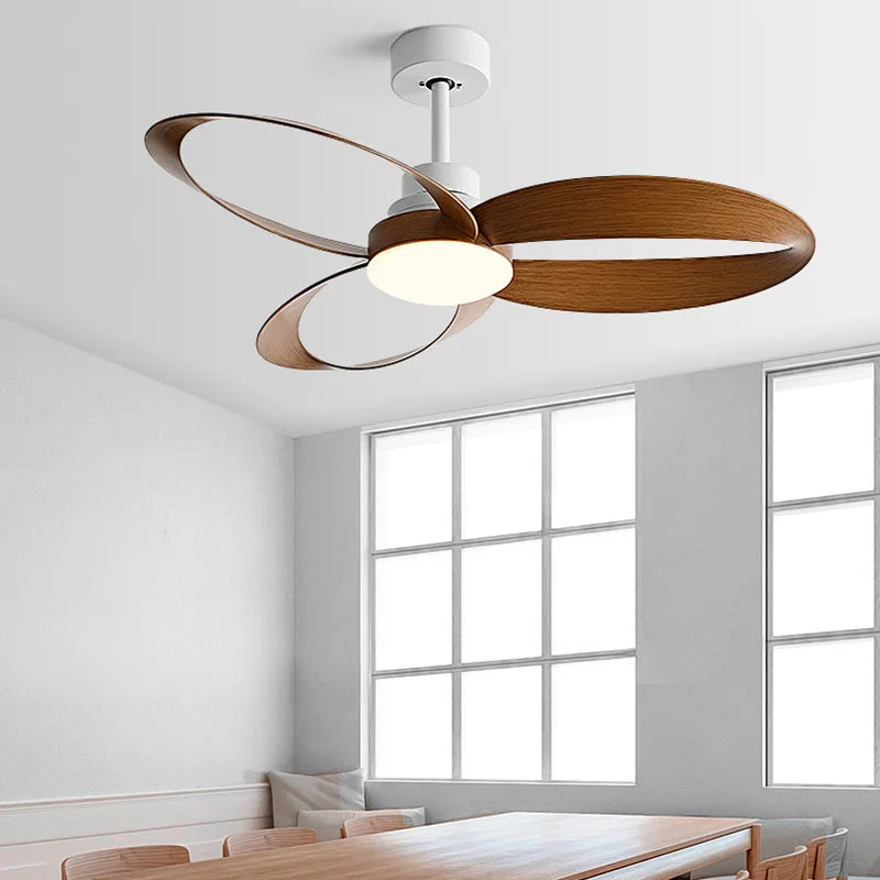 Stylish Modern Ceiling Fan with Lights and Wood Blades