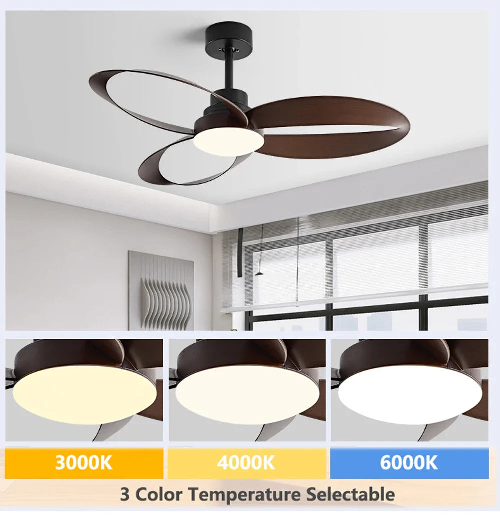 Stylish Modern Ceiling Fan with Lights and Wood Blades