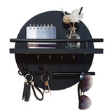 Stylish Round Wooden Key Holder for Wall with Shelf & Hooks