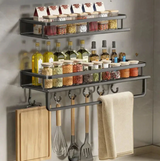 Stylish Wall-Mounted Kitchen Storage Shelf & Towel Holder