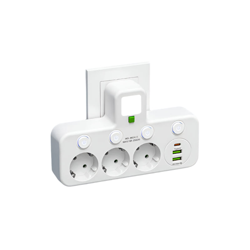 Surge Protector Power Strip with USB & Type-C Ports - 3-4 Sockets, Child Safety Features