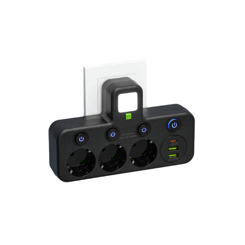Surge Protector Power Strip with USB & Type-C Ports - 3-4 Sockets, Child Safety Features