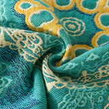 Teal Cotton Blanket - Four-Season Mandala Design Throw