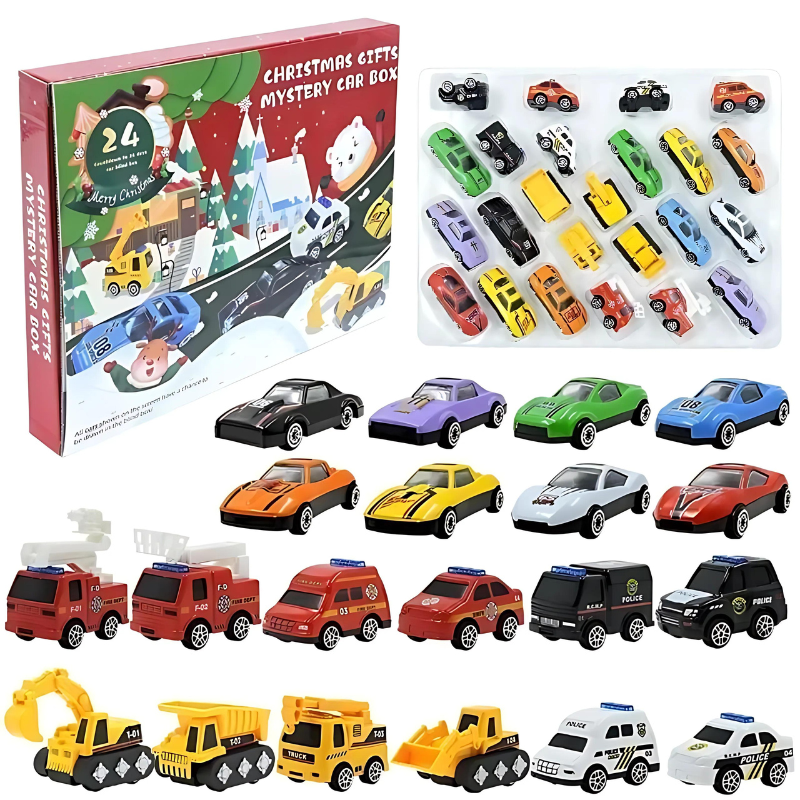 Toy Car Advent Calendar - 24 Mini Vehicles for Kids