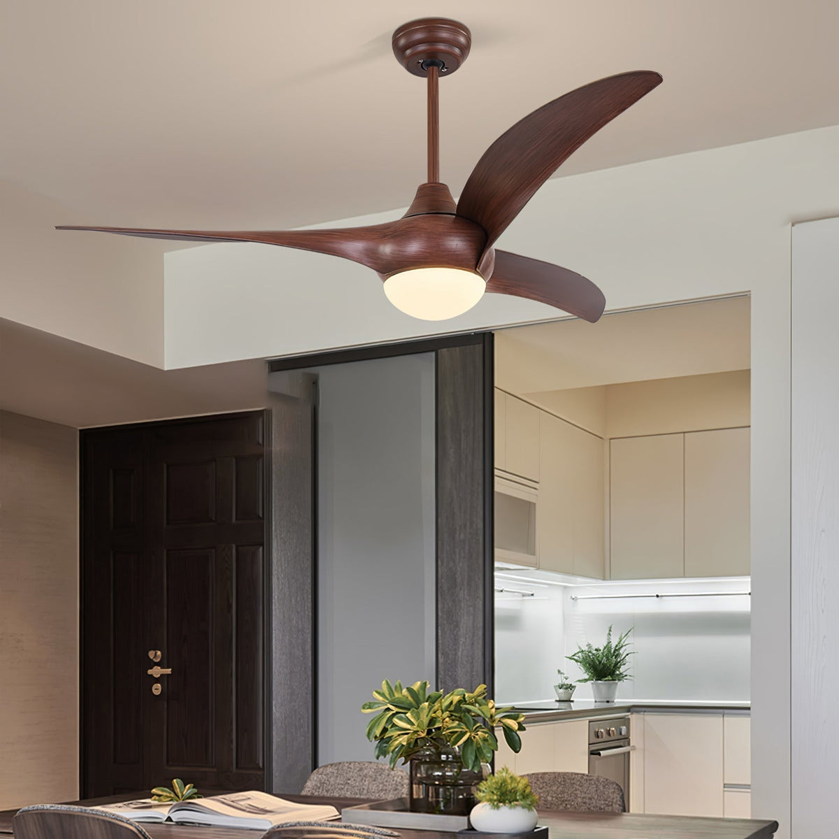Traditional Ceiling Fan Light with Integrated LED & Remote