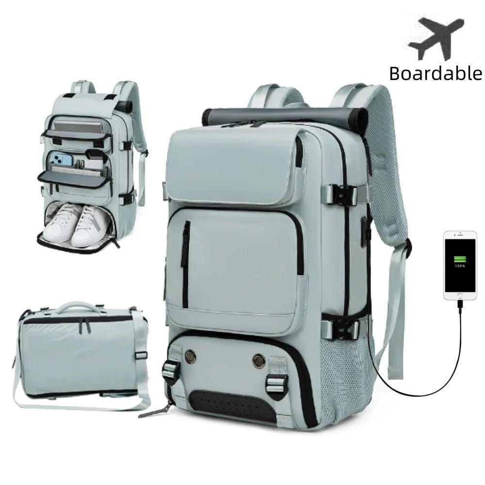 TravelMax - Waterproof Travel Backpack with USB Port & Shoe Compartment