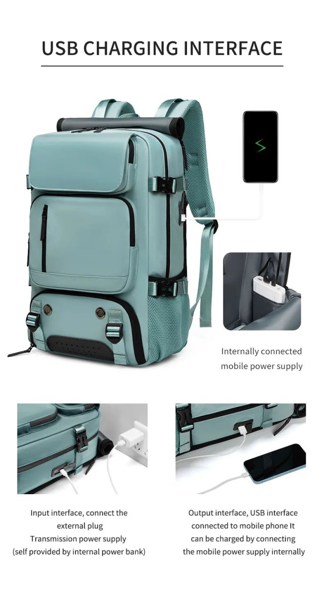 TravelMax - Waterproof Travel Backpack with USB Port & Shoe Compartment