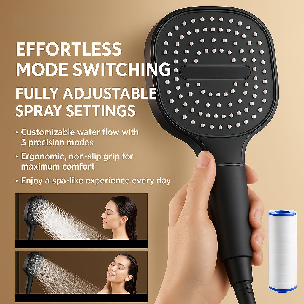 TurboBoost Filtered High Pressure Shower Head - Rainfall & Jet Spray