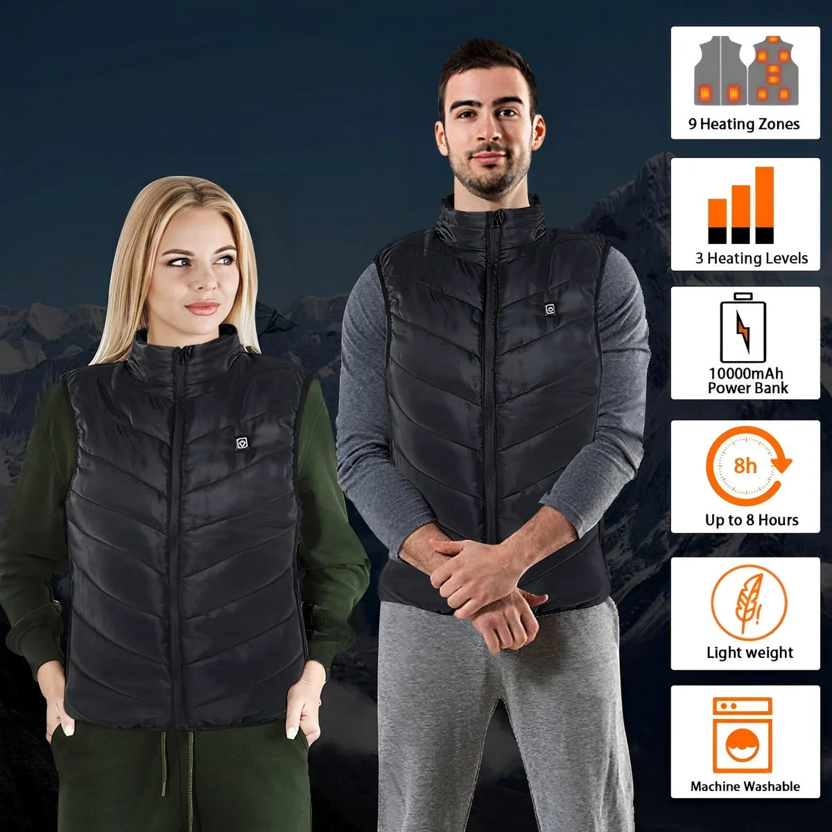 UltraComfort - Unisex Heated Vest with 9 Heating Zones