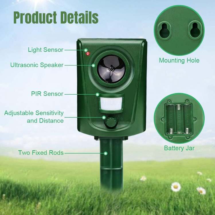 Ultrasonic Cat Repellent Outdoor with PIR Motion Sensor - Keep Cats Out of Garden