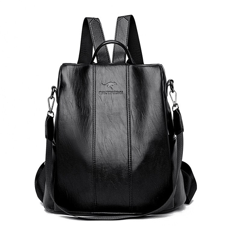 Vintage Anti-Theft Leather Backpack for Women - Stylish & Secure