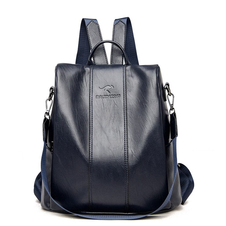 Vintage Anti-Theft Leather Backpack for Women - Stylish & Secure