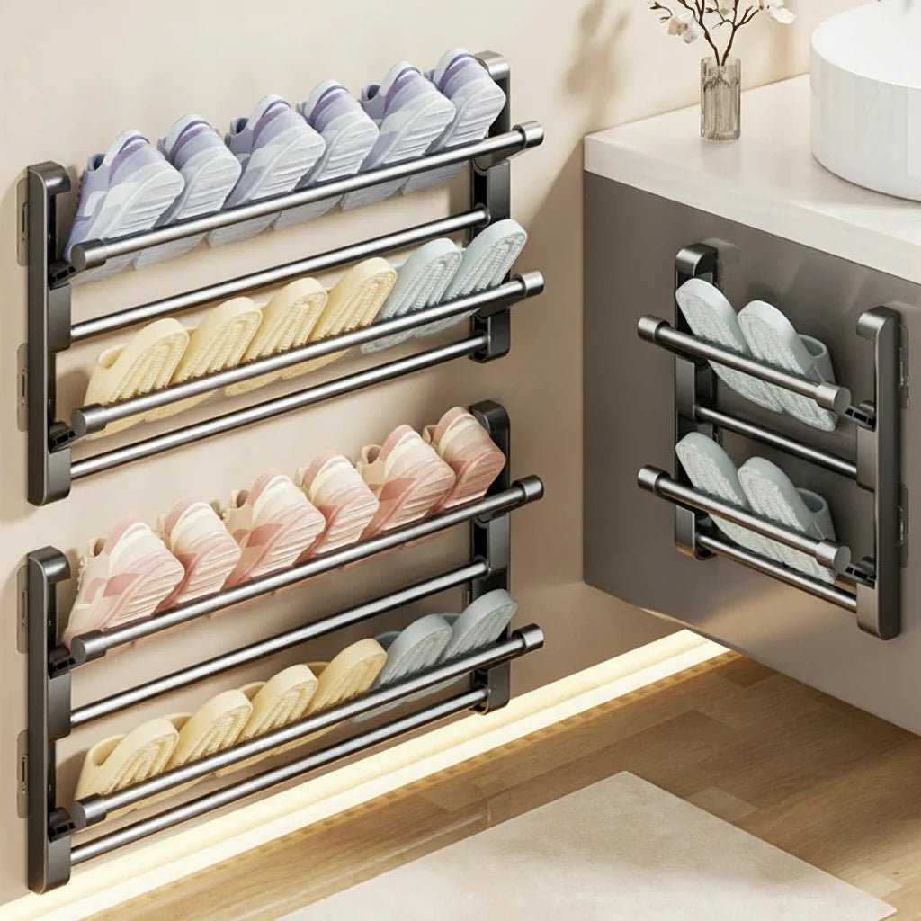 Wall-Mounted Shoe Rack with Drainage System for Smart Shoe Storage