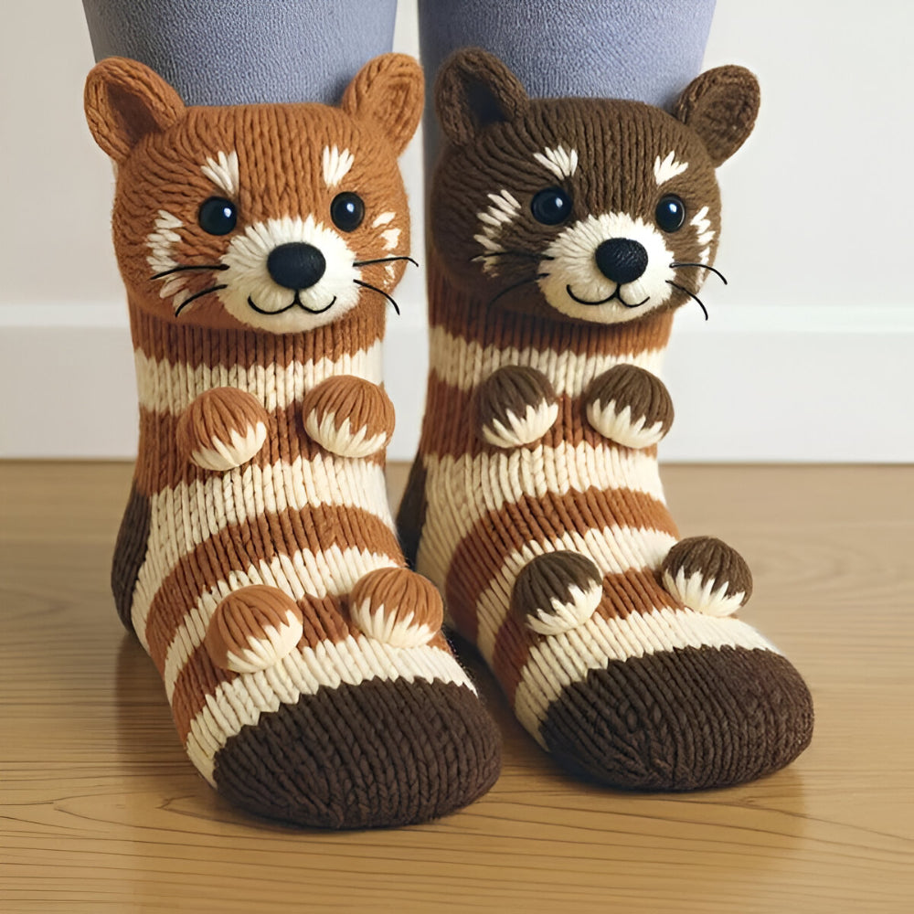 Warm Plush Animal Grip Socks with Non-Slip Sole for Comfort