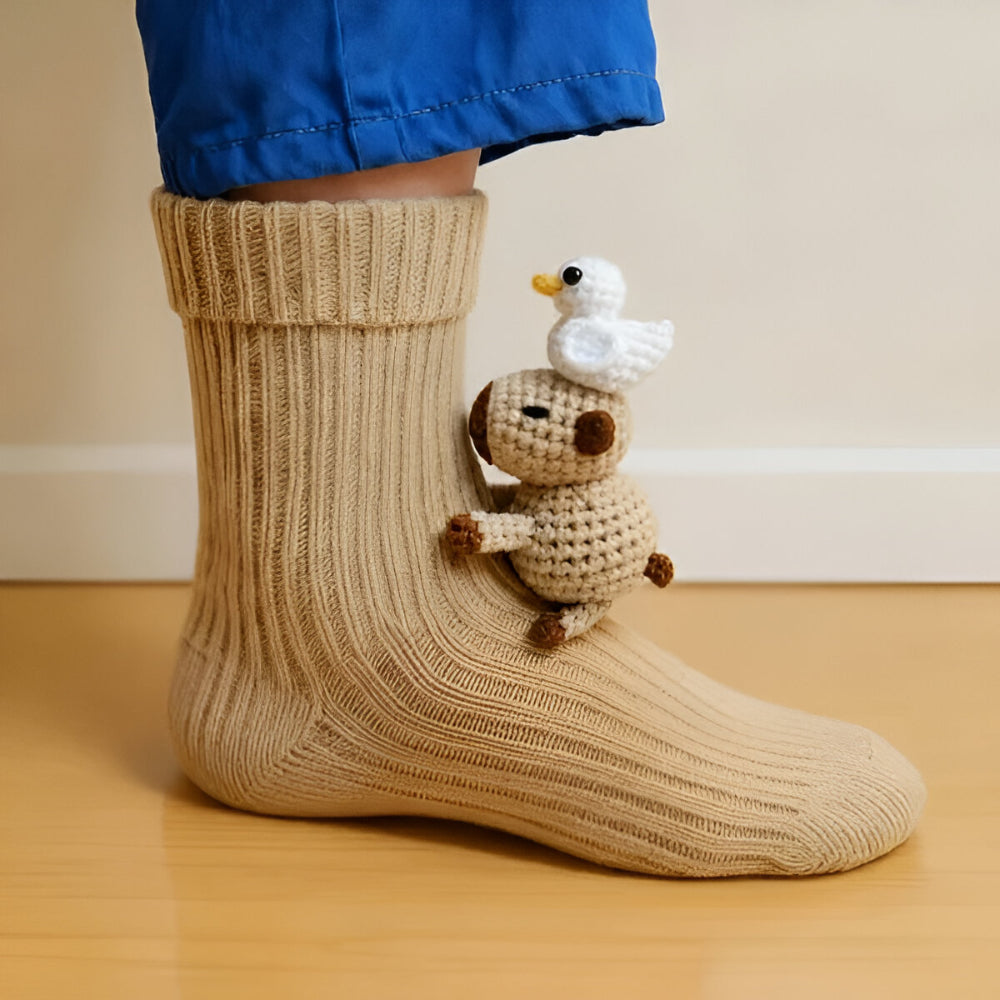 Warm Plush Animal Grip Socks with Non-Slip Sole for Comfort