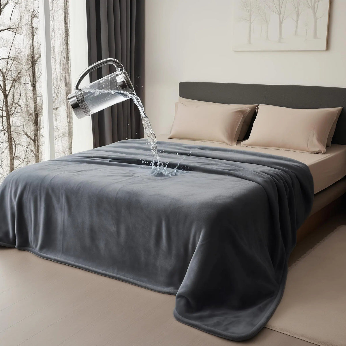 Waterproof Reversible Flannel Throw Blanket - Soft & Versatile