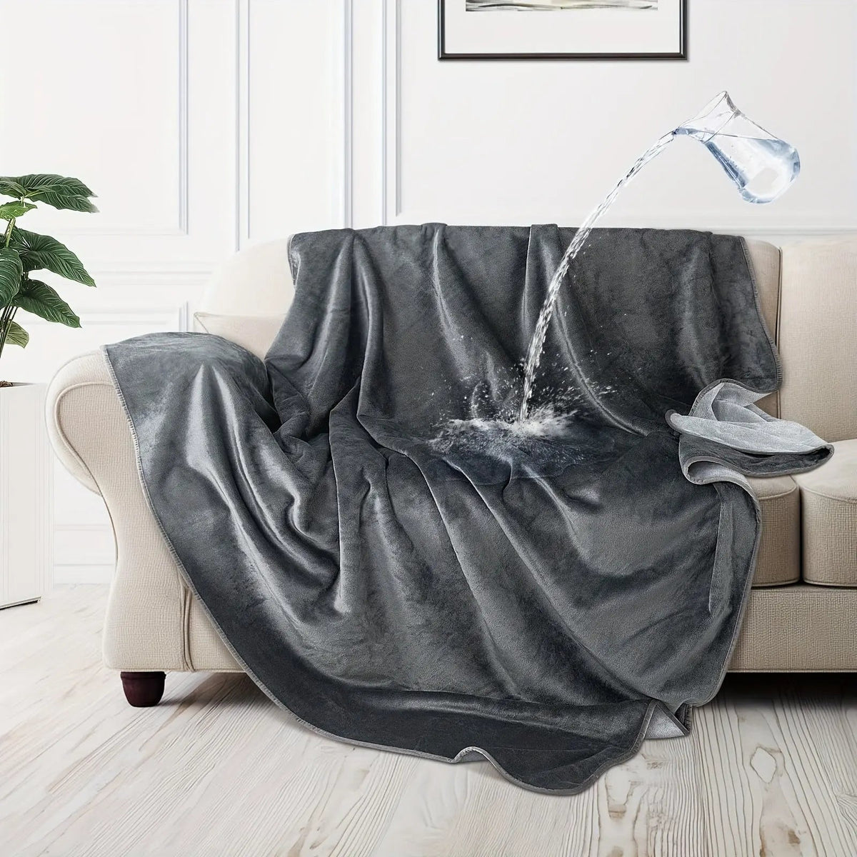 Waterproof Reversible Flannel Throw Blanket - Soft & Versatile