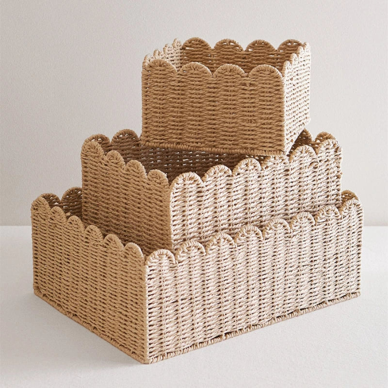 WillowNest - Handwoven Wicker Storage Baskets with Wave Edge