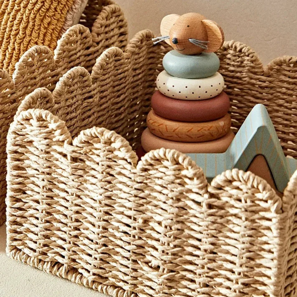 WillowNest - Handwoven Wicker Storage Baskets with Wave Edge