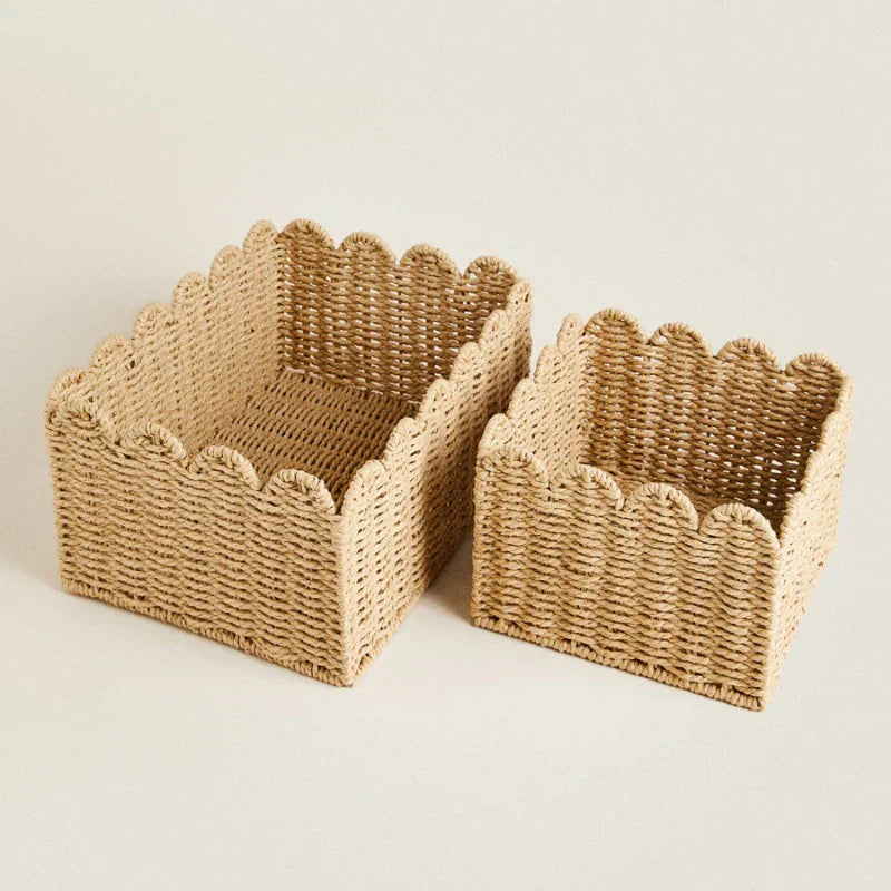 WillowNest - Handwoven Wicker Storage Baskets with Wave Edge