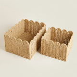 WillowNest - Handwoven Wicker Storage Baskets with Wave Edge