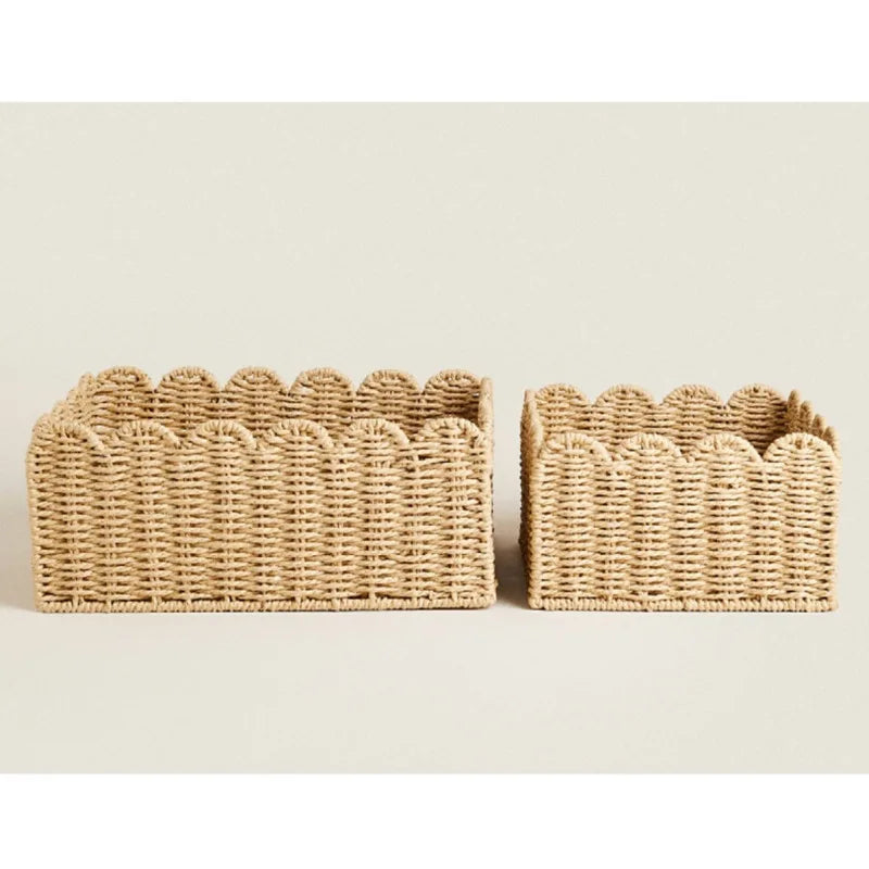 WillowNest - Handwoven Wicker Storage Baskets with Wave Edge
