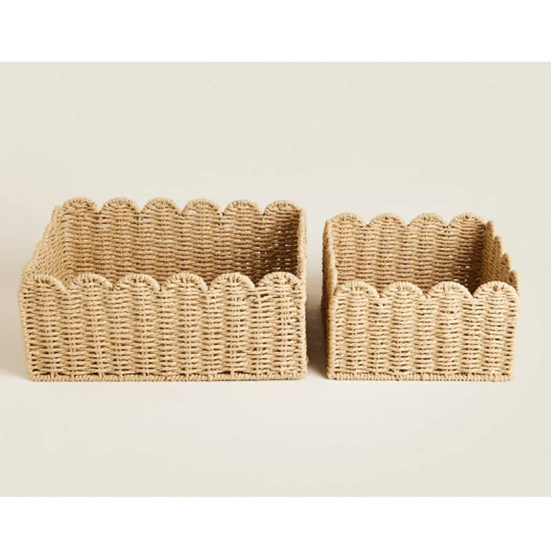 WillowNest - Handwoven Wicker Storage Baskets with Wave Edge