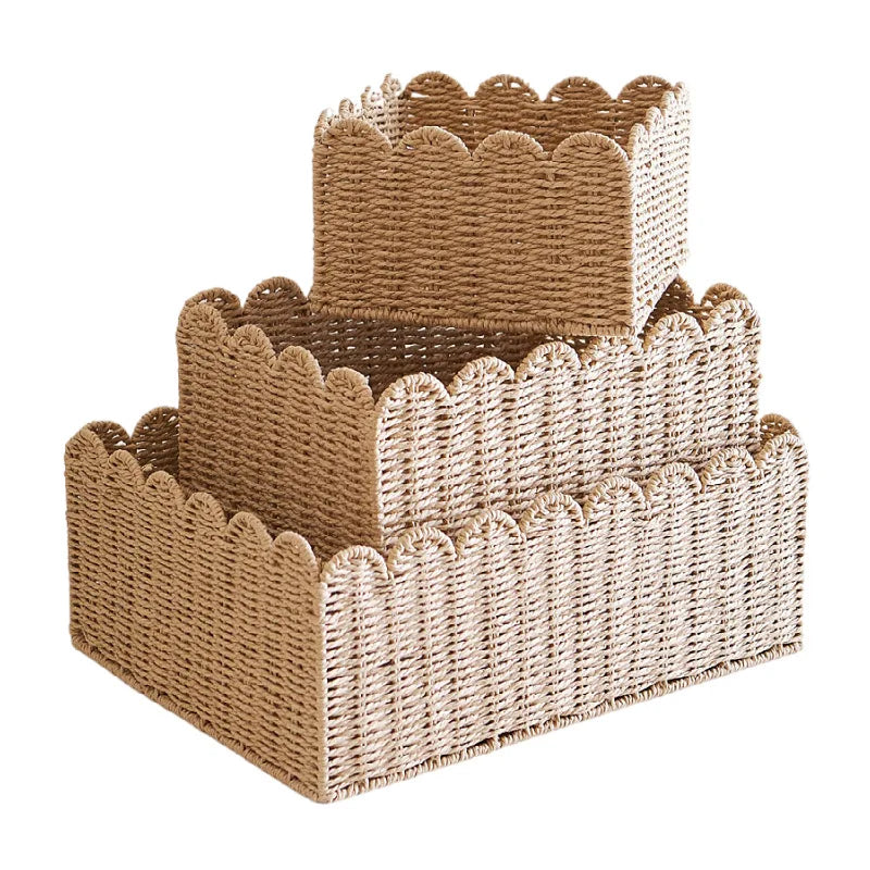 WillowNest - Handwoven Wicker Storage Baskets with Wave Edge