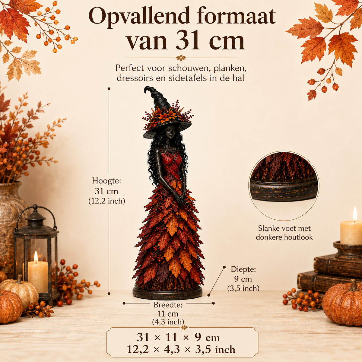 WitchBerry™ Handmade Autumn Witch Figurine - Artisanal Home Decor