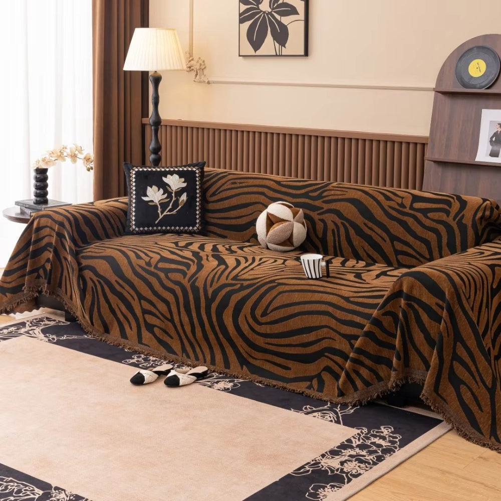 Zentara Zebra Chenille Sofa Cover - Luxurious Slipcover for Protection and Style