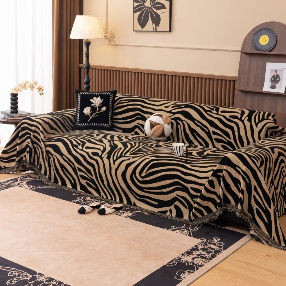 Zentara Zebra Chenille Sofa Cover - Luxurious Slipcover for Protection and Style