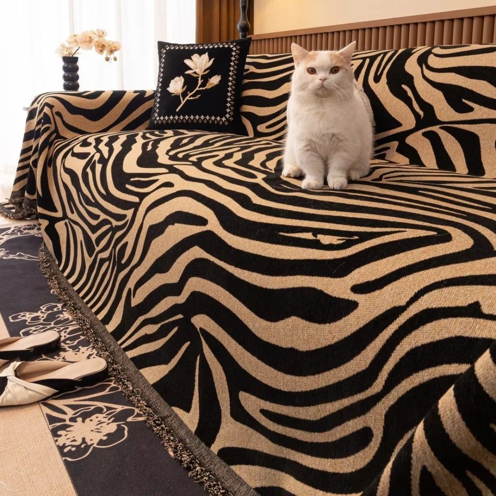 Zentara Zebra Chenille Sofa Cover - Luxurious Slipcover for Protection and Style